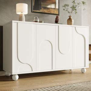 Aparador de sala creme 120x35x71cm com arrumação e trava de segurança