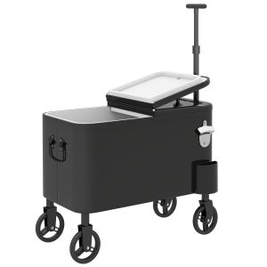 Carrinho frigorífico 75x35x120 cm aço, pu Outsunny