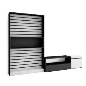 Conjunto de móveis tv, 260x35x186cm, branco e preto rf2541