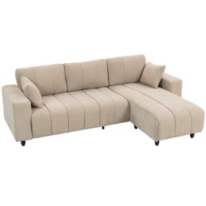 Sofá chaise longue 242x156x87 cm linho sintético color beige Homcom