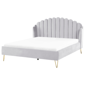 Cama veludo ambillou 180 x 200 cm cinzento claro