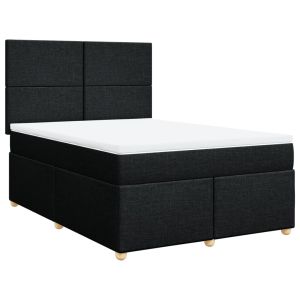 vidaXL cama box spring con colchón tela negro 140x200 cm