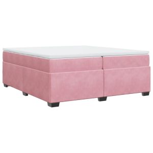 vidaXL cama box spring con colchón terciopelo rosa 200x200 cm