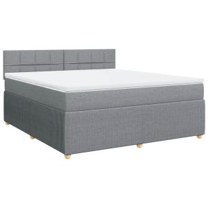vidaXL cama box spring con colchón tela gris claro 180x200 cm