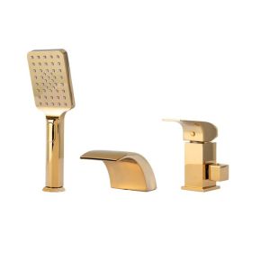 Torneira de banheira de 3 furos, dourado