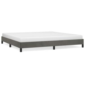 Cama sem colchão 200x200 cm veludo cinzento-escuro