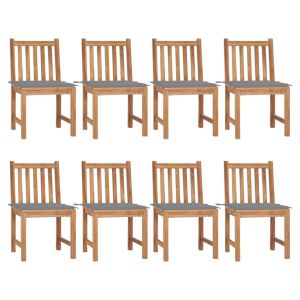 Cadeiras de jardim 8 pcs c/ almofadões madeira de teca maciça