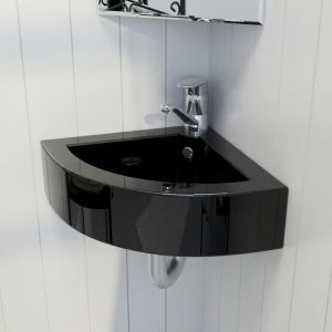 Pia vidaxl com transbordamento 45x32x12,5 cm preta
