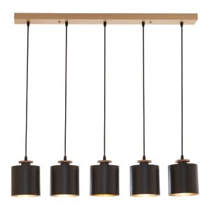 Candeeiro suspenso posdand 5 luzes 130x90x14cm madeira/preto [lux.pro]