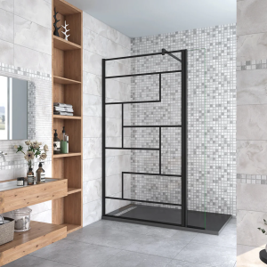 Painel de duche linha preta serigrafia,barra 140cm,(120+40)x200cm