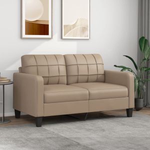 Sofá de 2 lugares 140 cm couro artificial cor cappuccino pt2466