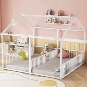 Beliche casinha 90x200cm com grade e escada metal – branco