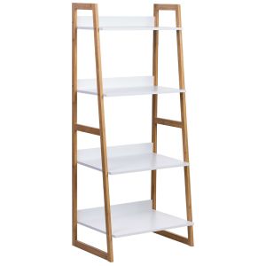 Prateleiras em madeira branca com 4 prateleiras 50x36x120h cm