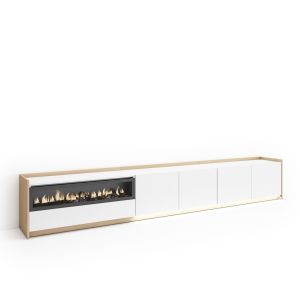Móvel de tv, 310x37x50cm, lareira eléctrica, LED rf4876