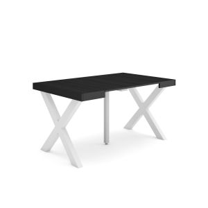 Mesa consola extensível, 140x90x73cm, preto, pés de madeira rf2723