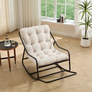 Cadeira de baloiço em aço branca 75x116x82cm conforto para exterior