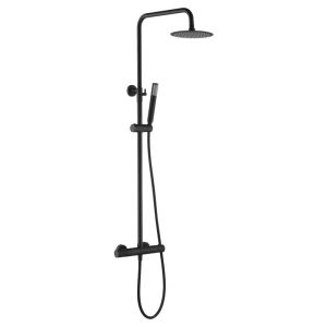 Conjunto chuveiro termostático line preto fosco-imex