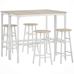 Conjunto de móveis bar 105x40x90 cm aço e mdf color blanco Homcom
