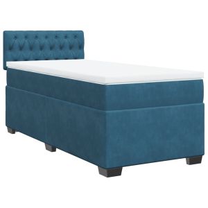 vidaXL cama box spring con colchón terciopelo azul 90x200 cm