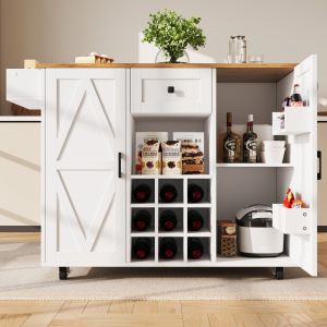 Ilha de cozinha multifuncional branco 95,6x137,5x40cm