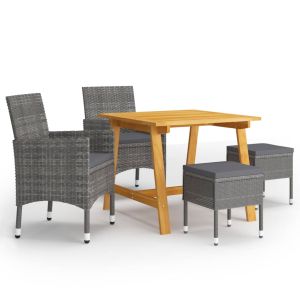 vidaXL juego de comedor de jardín de 5 piezas gris