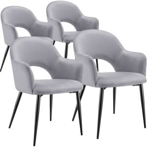 4 cadeiras de sala de jantar terciopelo 57x61,5x87,5 cm cinzento claro