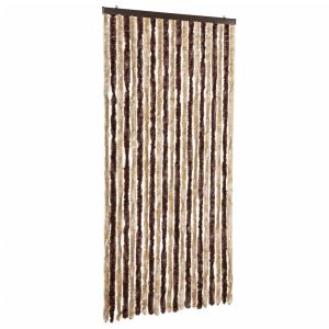 Cortina anti-insetos 90x200 cm chenille bege e castanho-claro