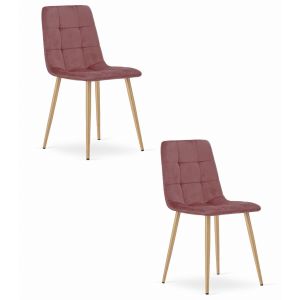 Valora cadeiras pyra veludo rosa pés madeira modernas x2