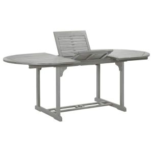 Mesa de jardim 200 x 100 x 75 cm madeira maciça de acácia cinza