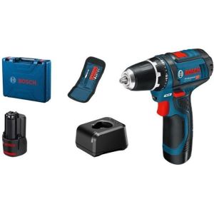 Furadeira Bosch professional gsr 12v-15 + 10 acessórios + 2 baterias 2,0ah