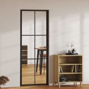 Porta de interior em vidro esg e alumínio 76x201,5 cm preto weg7250