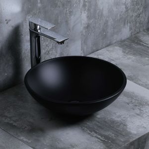 Lavatório de pousar bol vidro 38x14x38 cm preto