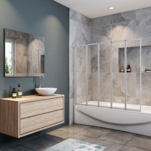 Aica biombo dobrável para banheiro,vidro 4mm,cinza fosco,120x140cm