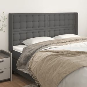 Cabeceira cama c/ abas couro artif. 203x16x118/128 cm cinzento