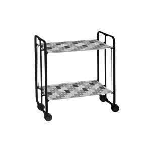 Carrinho de serviço dobrável bauhaus, armação de metal preto, 2 bandejas