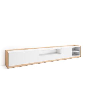 Móvel de tv, 310x37x50cm, branco e carvalho soft rf4328