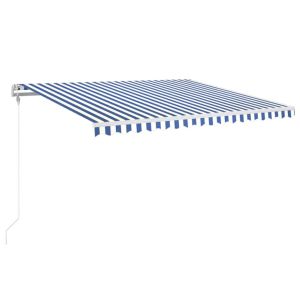 Toldo automático LED e sensor de vento 400x350 cm azul e branco