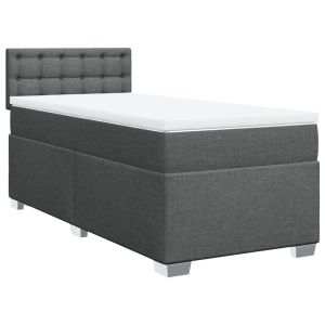 vidaXL cama box spring con colchón tela gris oscuro 100x200 cm