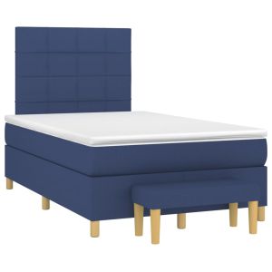 vidaXL cama box spring con colchón tela azul 120x200 cm