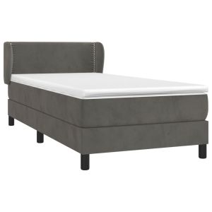 vidaXL cama box spring con colchón terciopelo gris oscuro 90x190 cm