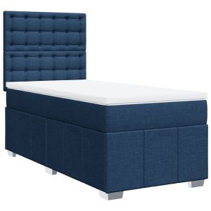 vidaXL cama box spring con colchón tela azul 90x200 cm