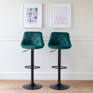 Conjunto de 2 bancos de barra de veludo verde robin