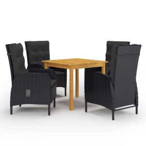 vidaXL juego de comedor de jardín de 5 piezas negro