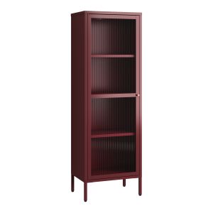Vitrina säkylä con puerta de cristal 3 estantes 150x50x35cm rojo bordeos