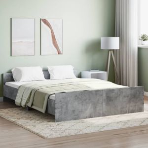 Cama c/ painéis cabeceira/pés 140x200cm cinza cimento