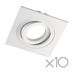 Pack 10 foco embutido regulável classic quadrado branco wonderlamp 1xgu10