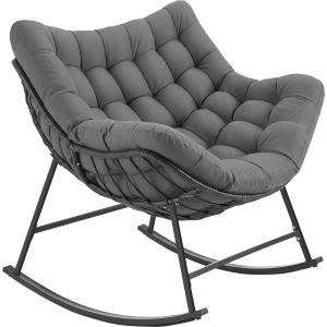 Tectake cadeira de baloiço, aço, com almofada, 93x99x89cm, antracite