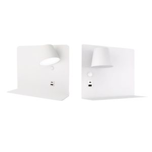 Conjunto 2 apliques LED orientáveis usb type-c metal branco 2700-6000k 6w