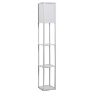Candeeiro de pé com prateleira 26x26x160cm mdf, acrílico color blanco