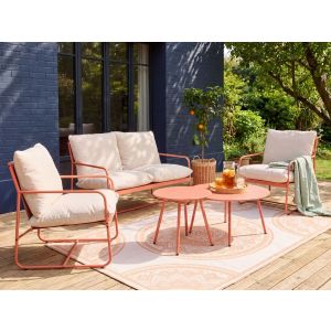 Conjunto de sofás de jardim 4 lugares formello com mesas metal coral